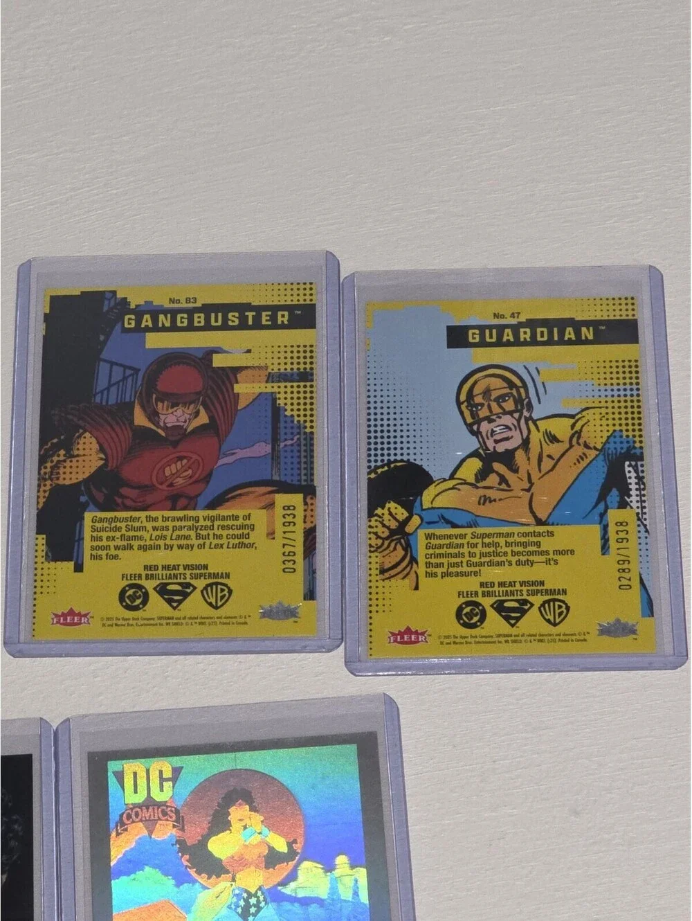 20 Card Lot DC Heroes Flash Superman Wonder Woman Hard Hitters Holos Brilliants
